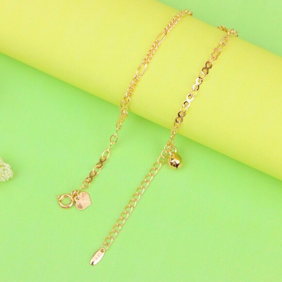 "Rose Gold Anklet with Floral & Charm Accents, XPAL1059 - Picture 7 of 12